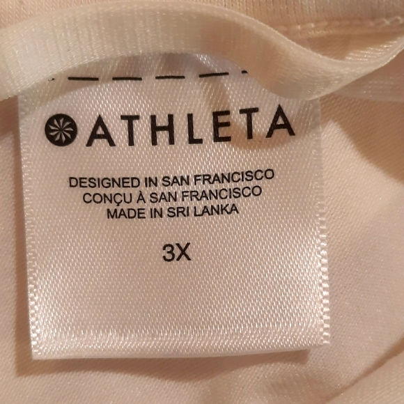 Athleta Blouse Womans 3X Cream Colored Open Back Short Sleeve Classic Casual - Picture 10 of 13